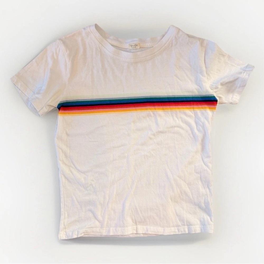 🌈 John Galt Rainbow Stripe Baby Tee | Brandy Melville